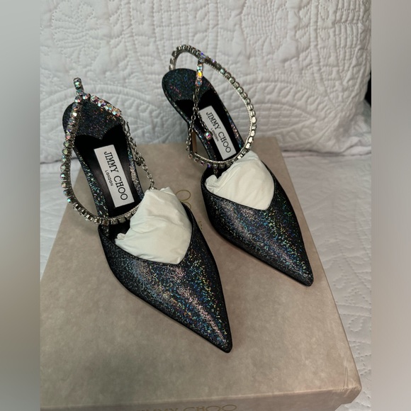 NIB Jimmy Choo Saeda 85 - Silver/Multicolor size 38 - Picture 5 of 15